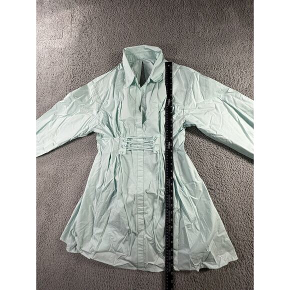 Shein Shirt Dress Women Medium Corset Front Collared Long Sleeve Open Back - Picture 4 of 8